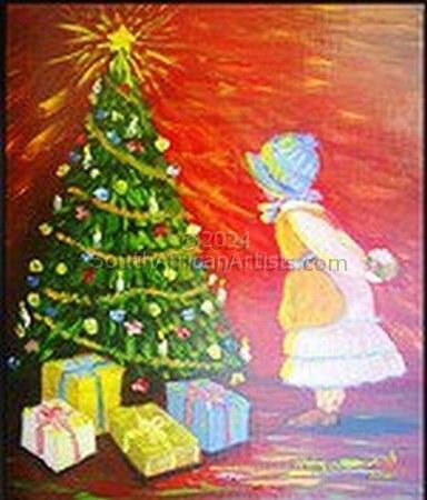 Little Girl at Christmas Tree