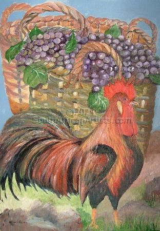 Rooster Protecting the Grapes
