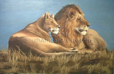 Lion and Lioness Resting