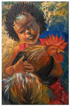 Black Girl With Rooster