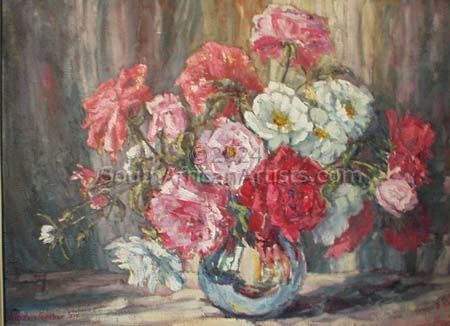 Silver Vase with Roses