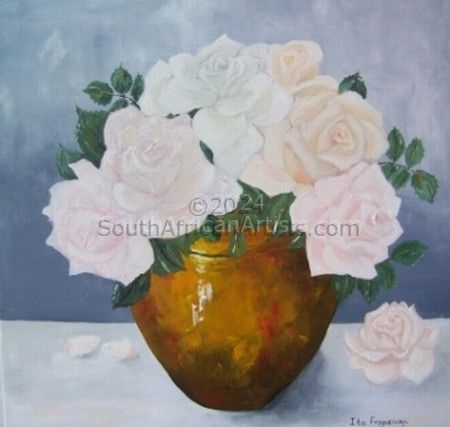 Copper Pot and Pale Roses