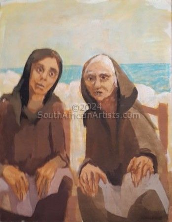 Two Seated Ladies by the Sea