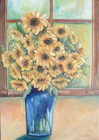Vase Filled with Yellow Sunflowers