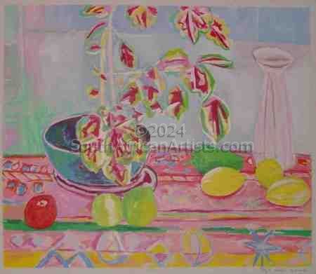 Still life with Potplant and Fruit