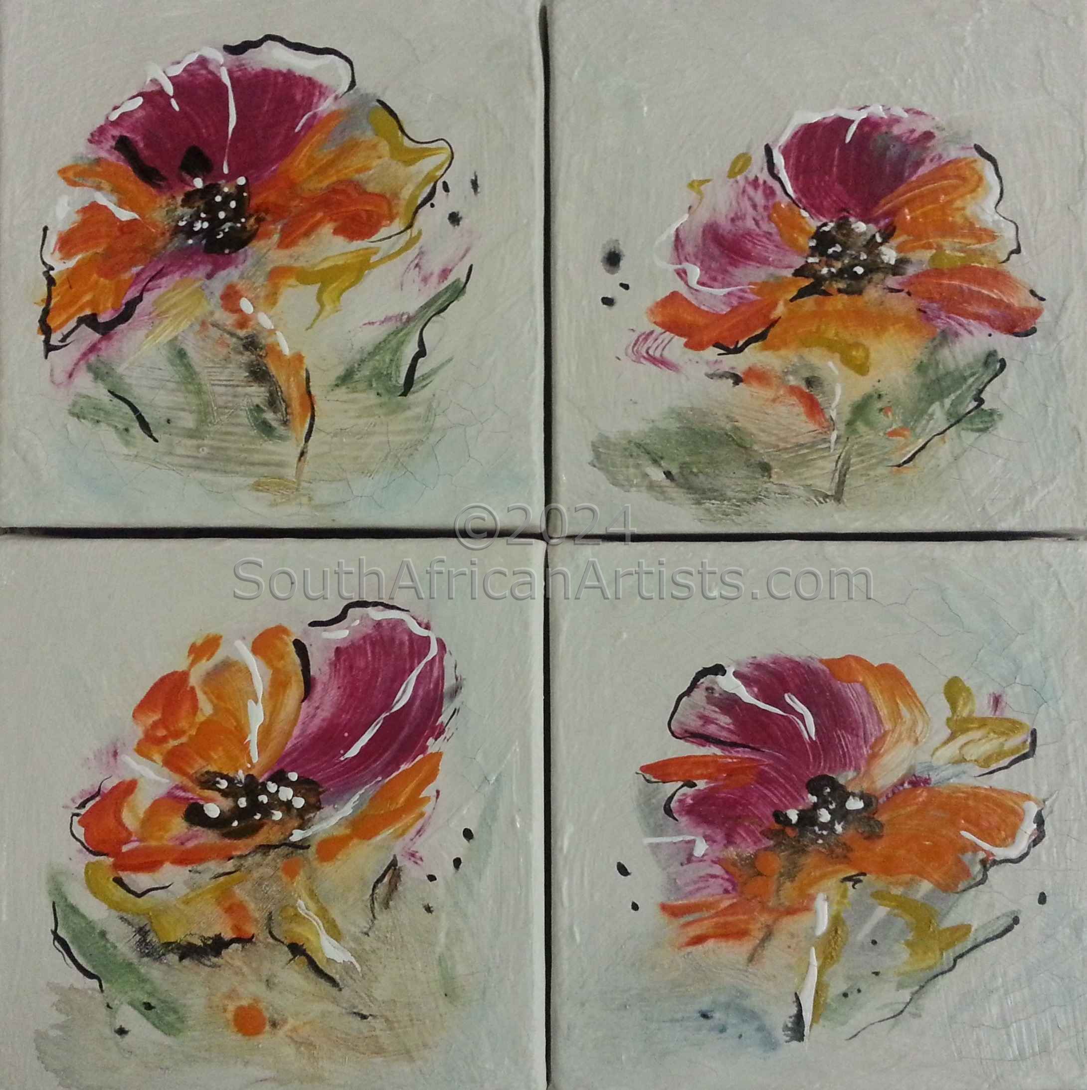 Abstract Flower Collection nr 1 - Set of 4