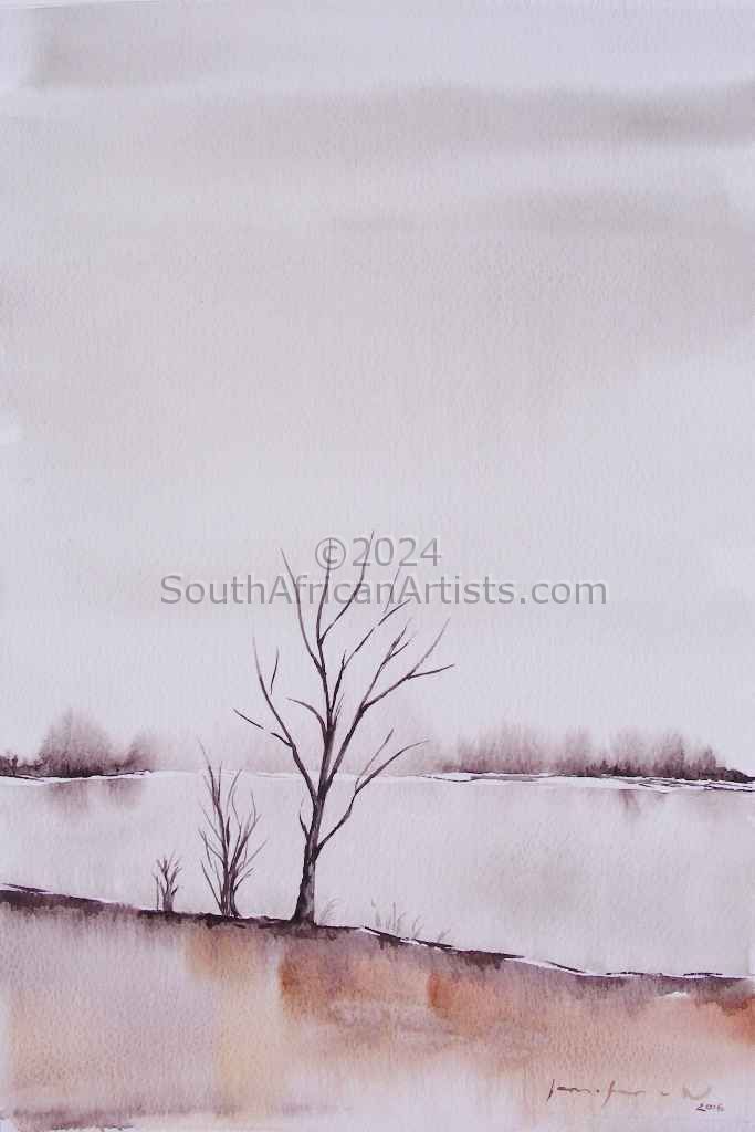 Umber Brush and Waterscape