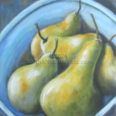 Pears in White Bowl 