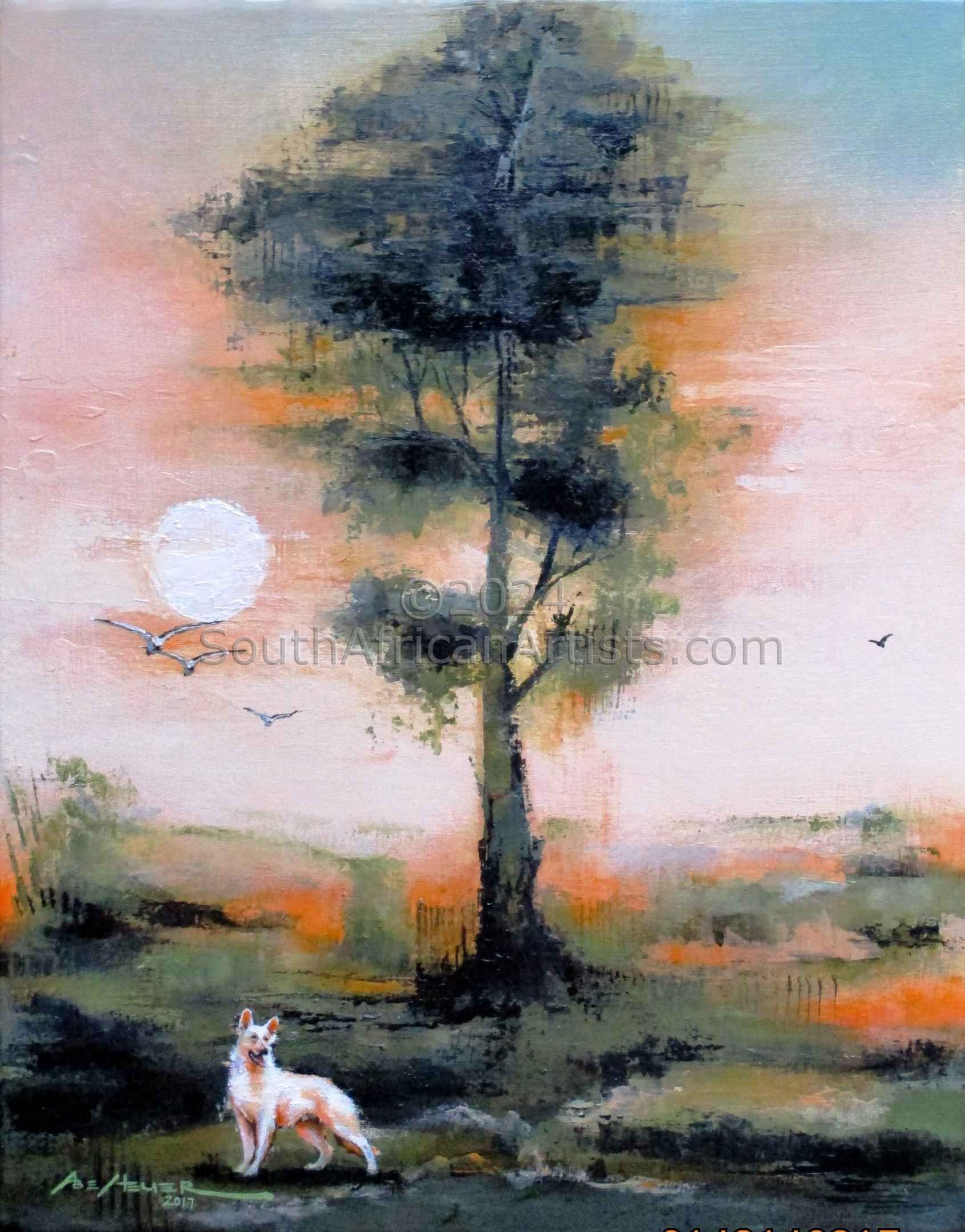 Tree Scape with Dog