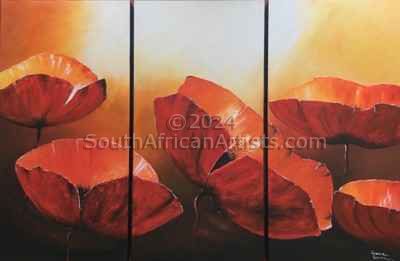 Poppy Flowers - Triptych