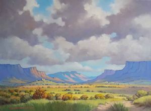 "Blue Mountains and Grassy Fields"