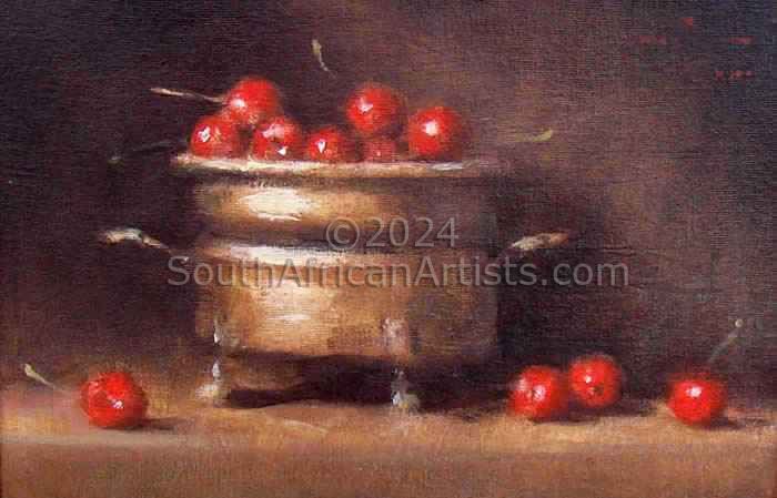 Cherries in Copper Pot
