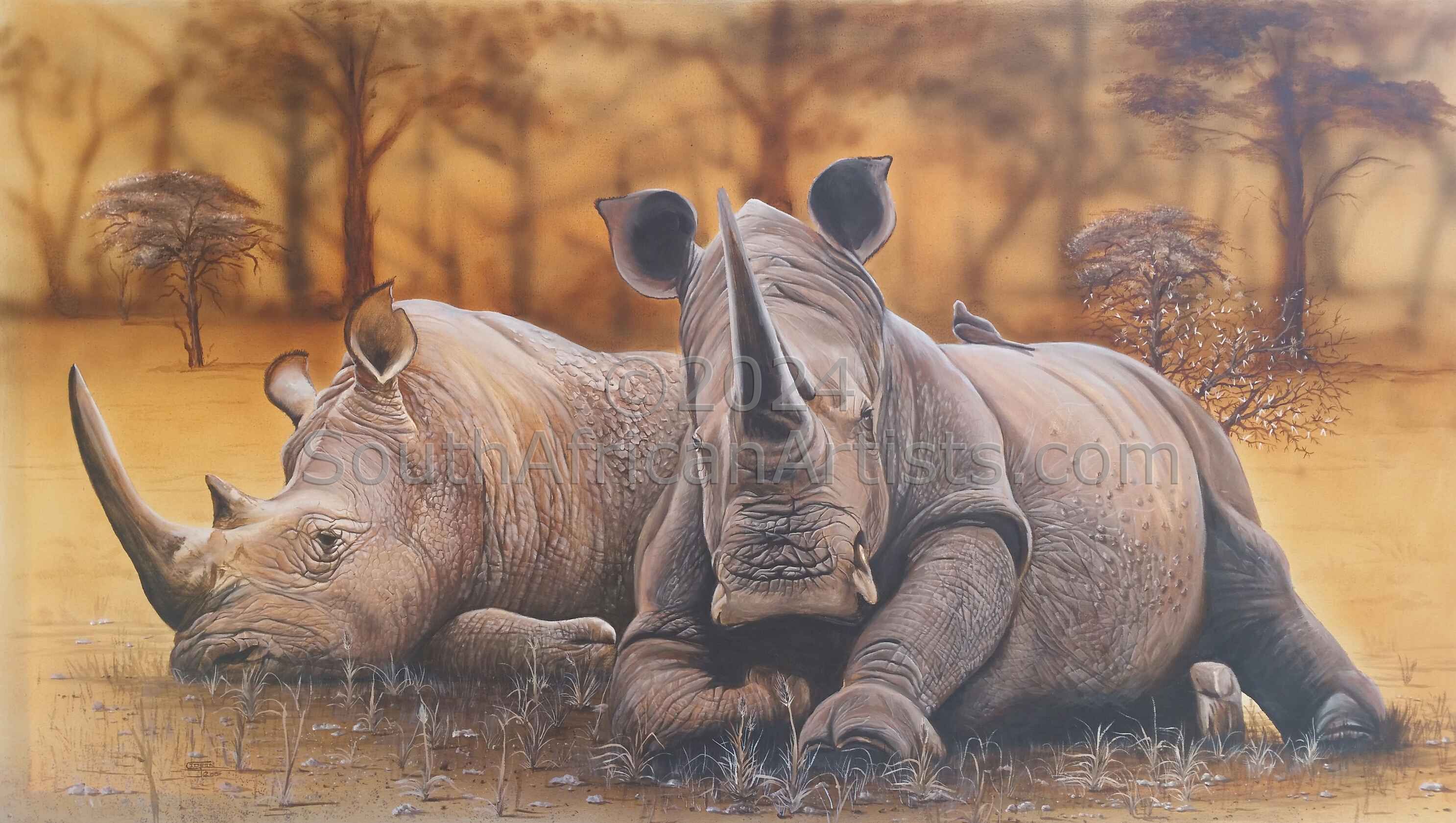Rhinos in Sepia