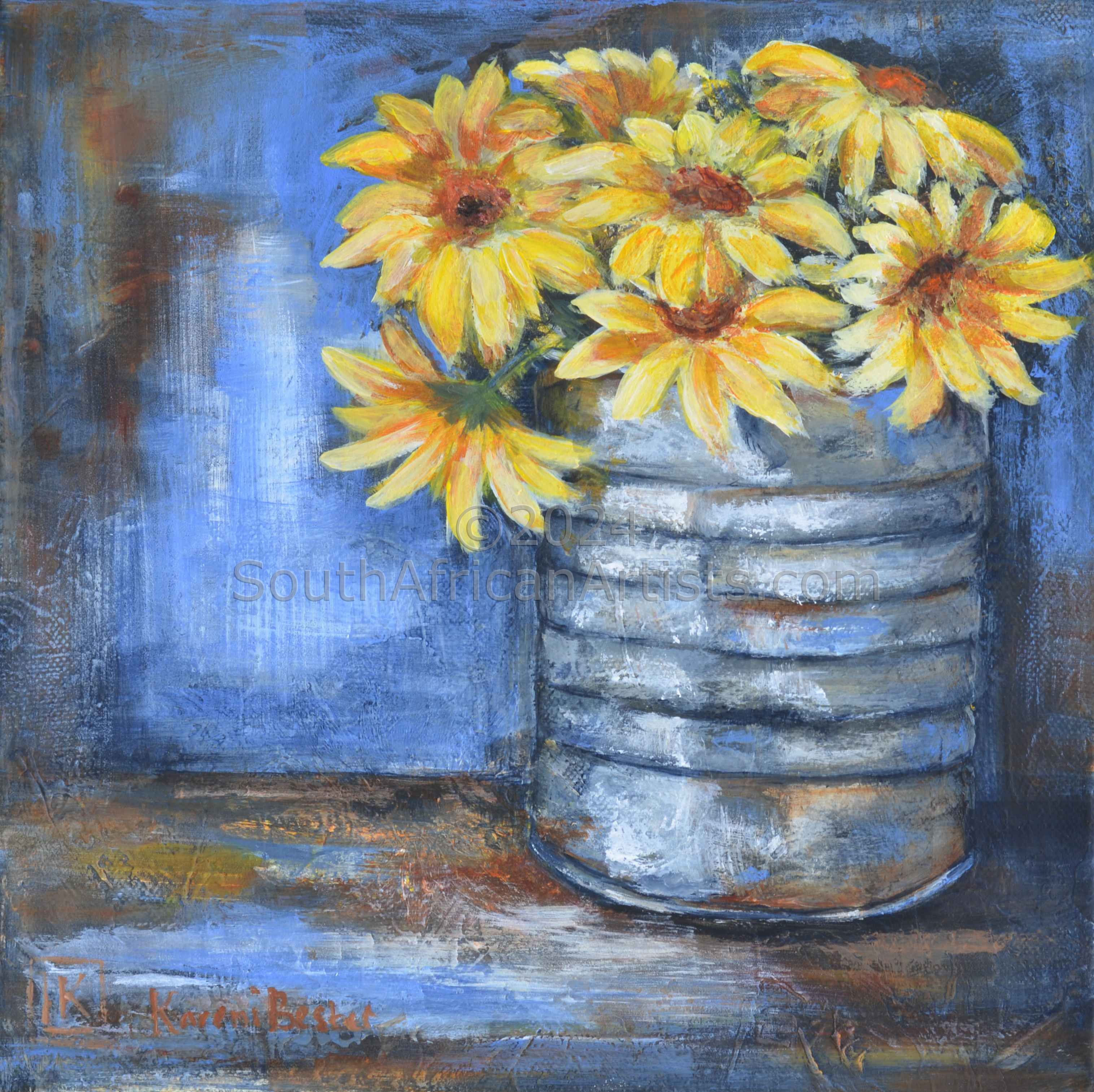 Old Tin with Daisies