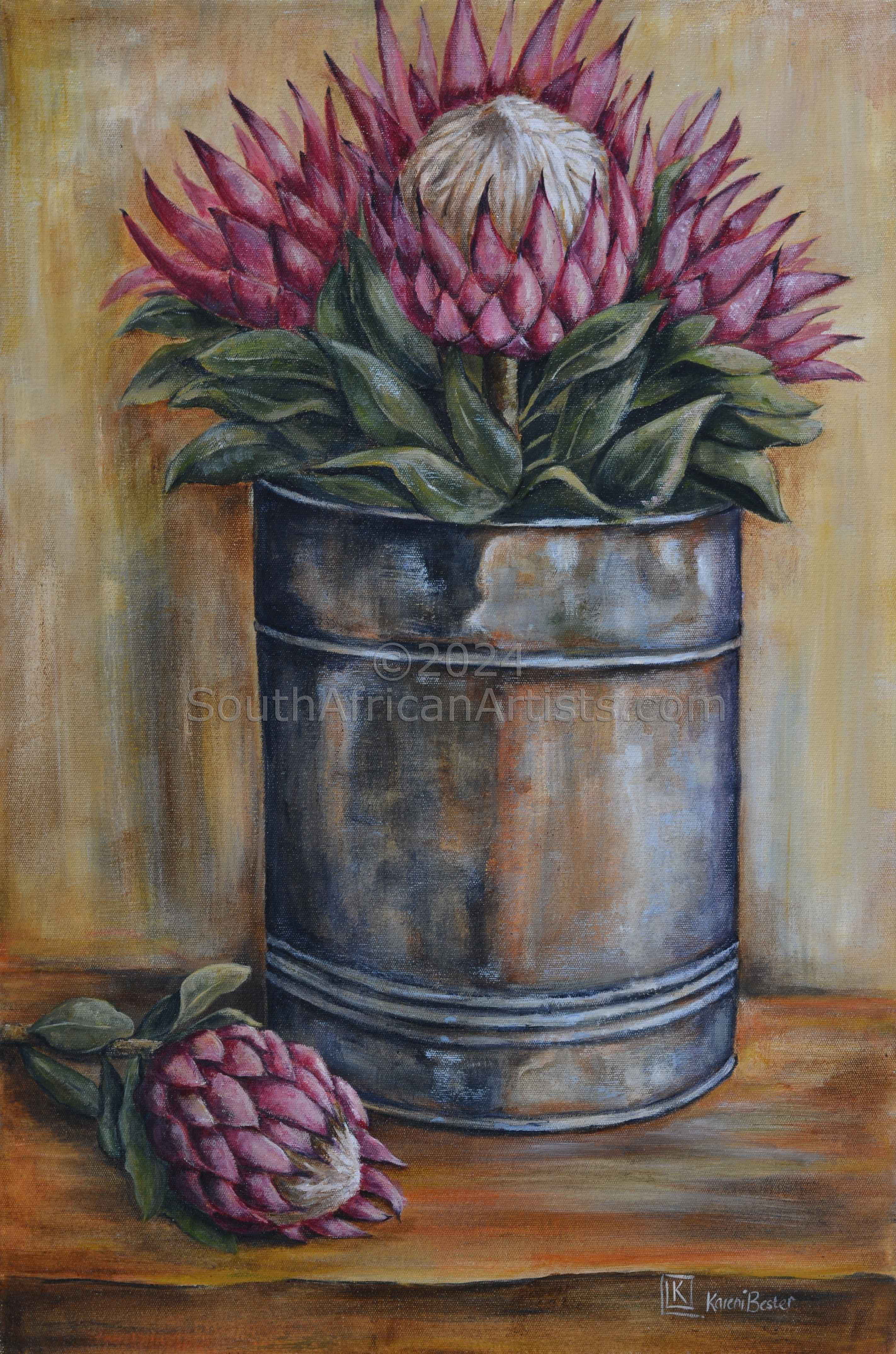 Tin With Pink Proteas