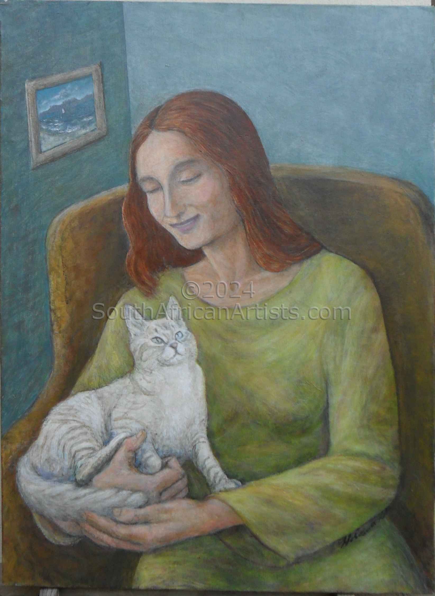 Girl with Her Cat