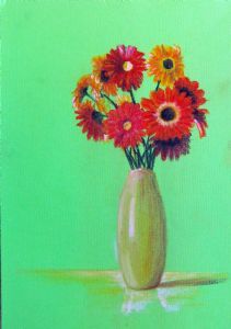 "Gerberas on green"