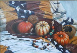 "Monkey Orange with Pumpkins and Beads"