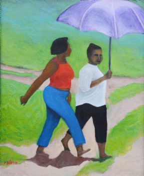 "Two Women Under an Umbrella"