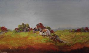"Cottage with Ladder"