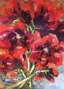 "Amaryllis on Distressed Canvas"