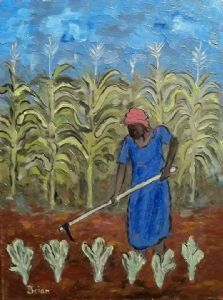 "Woman Tending Her Crops"
