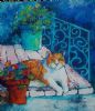 "Cat and Nasturtiums"