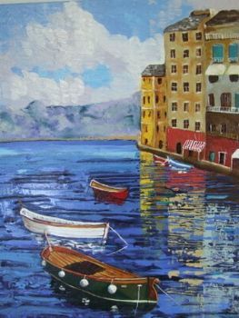 "Seascape Green Boat"