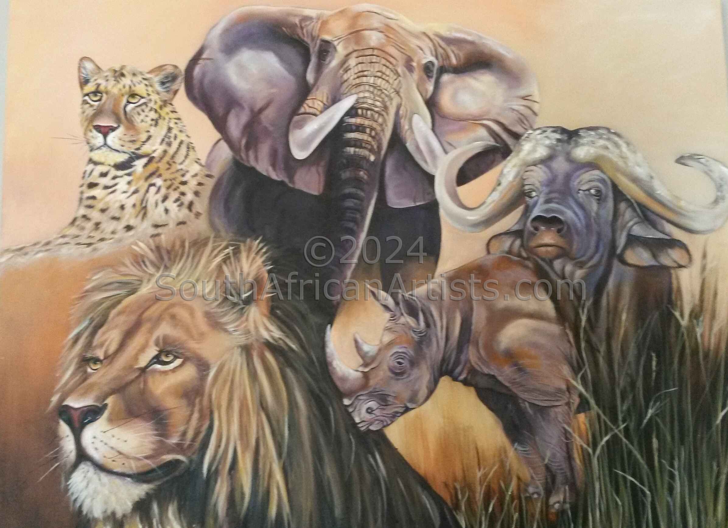 Nelia - The Big Five of Africa | Animals & Wildlife Art Art Painting