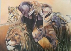 Nelia - The Big Five of Africa | Animals & Wildlife Art Art Painting