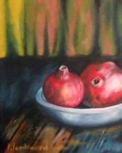 "SOLD-Pomegranates in a Bowl"