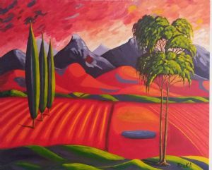 "Cornfields Purple Mountains"