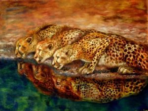 "Cheetah at Waterhole"