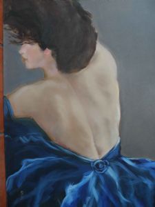 "Lady In a Blue Backless Dress"