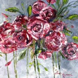 "Palette Knife Cerise Roses"