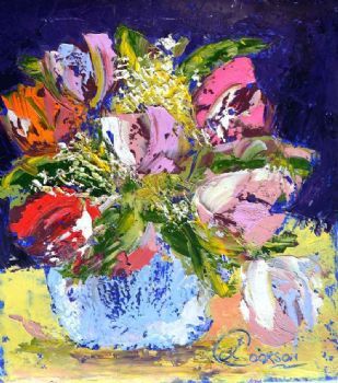 "Tulips and Gypsophila"