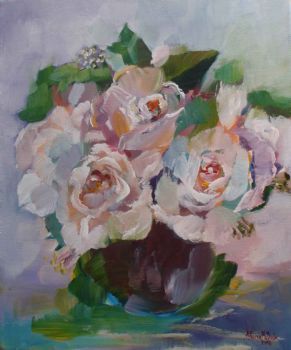 "Full Blown White Roses"