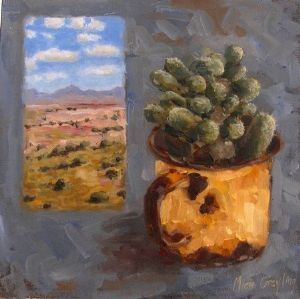 "Cactus with landscape"