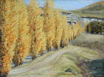 "Poplars turning Colour near Clarens"