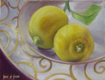 "Two Lemons on Plate"