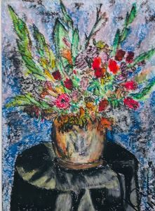 "Flowers on Drape Table"