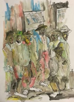 "Migrant Workers Waiting for Bus to Eastern Cape"