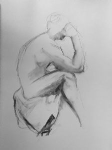 "Seated male nude – The Thinker "