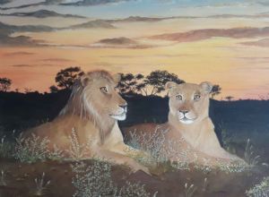 "Young Lion and Lioness"