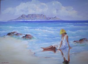 "Mountain Table Cape Town with Beach Girl"