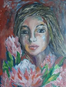 "Lady with Proteas II"