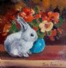 "Baby Bunny and Nasturtiums"