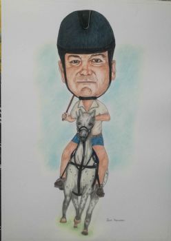 "Caricature Man on Horse"