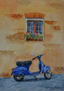 "Blue Vespa Scooter"