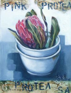 "Protea in Two Stacked Bowls"